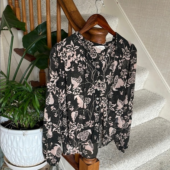Elan Floral Black and Pink Women's Blouse - Picture 1 of 8